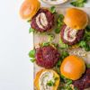 Beetroot and goats’ cheese burgers