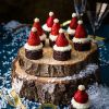 Santa hat brownie bites