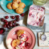 Yogurt and cherry ice cream sandwiches