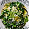 Kale, pea and spring onion stew