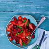 Ruby red fruit salad with Mojito syrup