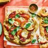 Dolcelatte, prosciutto and pickled peach pizza with hot honey
