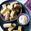 Turmeric and chickpea chips with tahini lemon dip