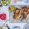 ‘Gravlax’ baked salmon with sweet dill-mustard sauce 