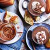 Salted chocolate pots with madeleines
