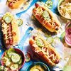Carrot dogs with dill pickles and remoulade