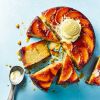 Peach upside-down cake with bourbon caramel