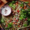 Chopped salad with sumac yogurt dressing