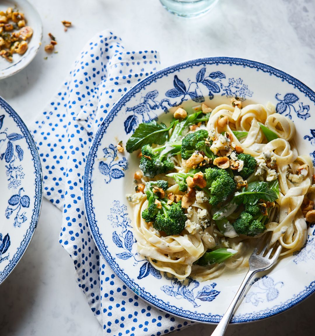Purple sprouting broccoli tagliatelle