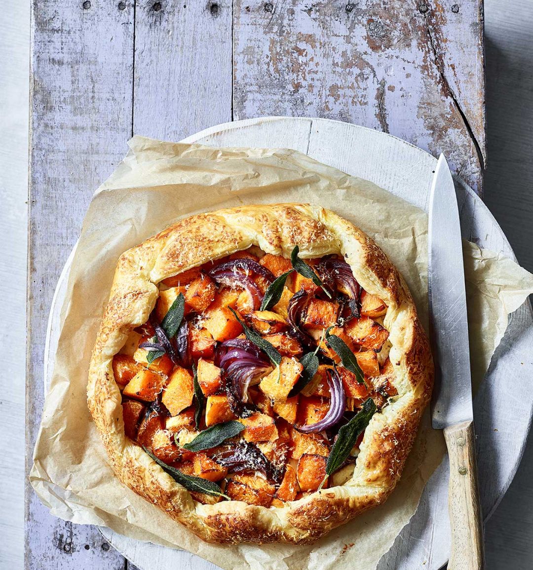 Butternut squash, sage and ricotta open-crust pie