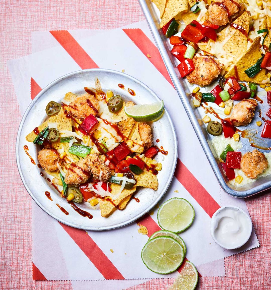 Popcorn chicken nachos