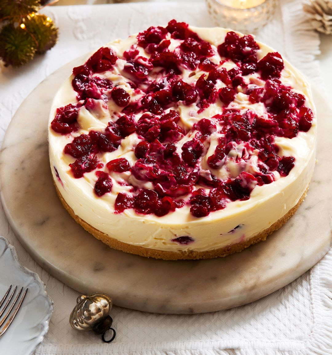 White chocolate, cranberry & amaretto cheesecake from Billington's
