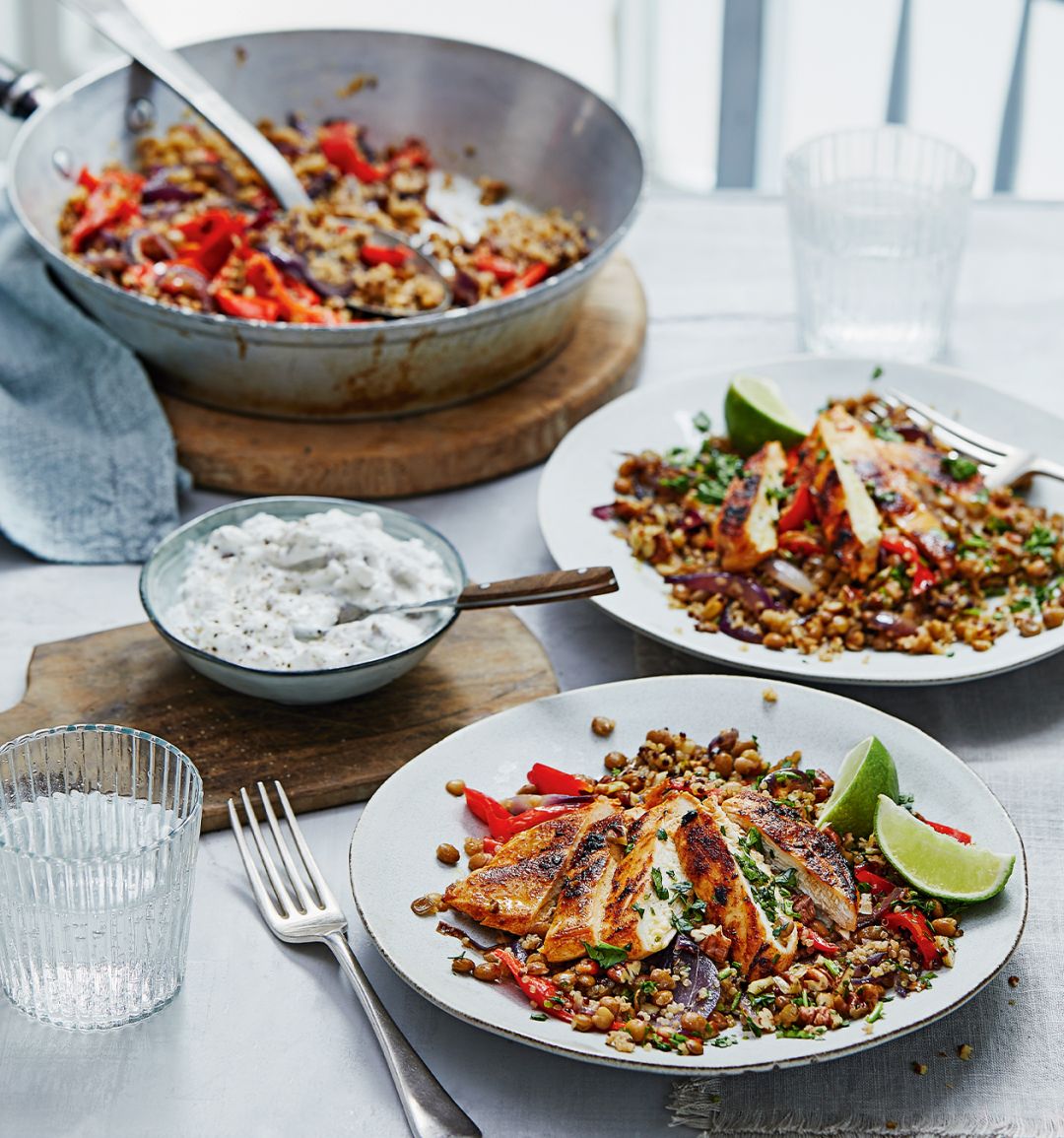 Chicken, lentil and quinoa pilaf