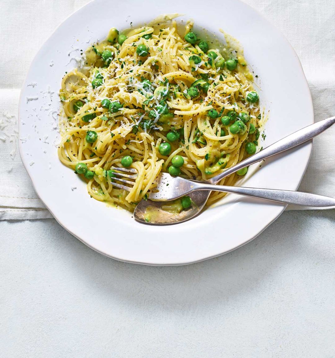 Minted pea and lemon carbonara