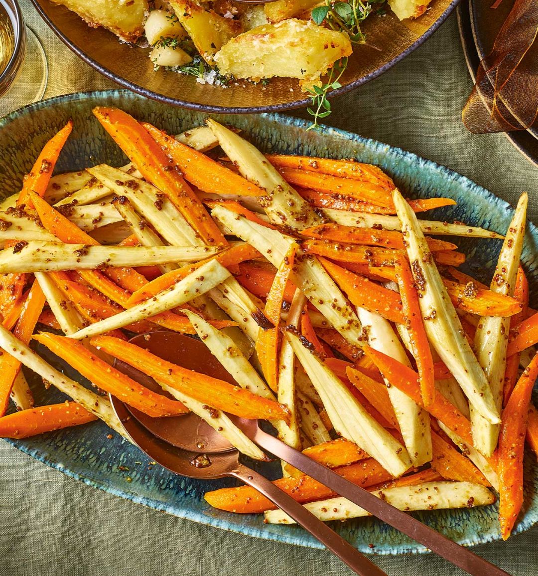Maple-mustard glazed carrots and parsnips