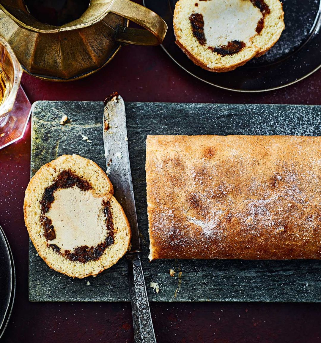 Chestnut and Christmas pudding Arctic roll