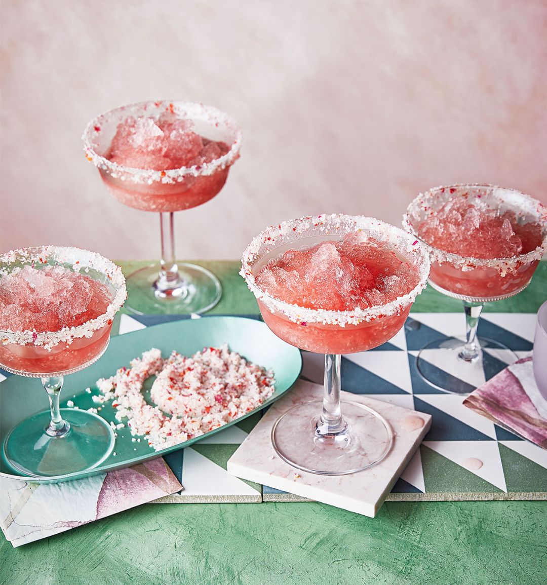 Lychee, strawberry and rose frosé