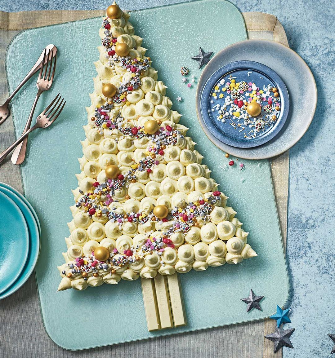 White choc chip brownie Christmas tree