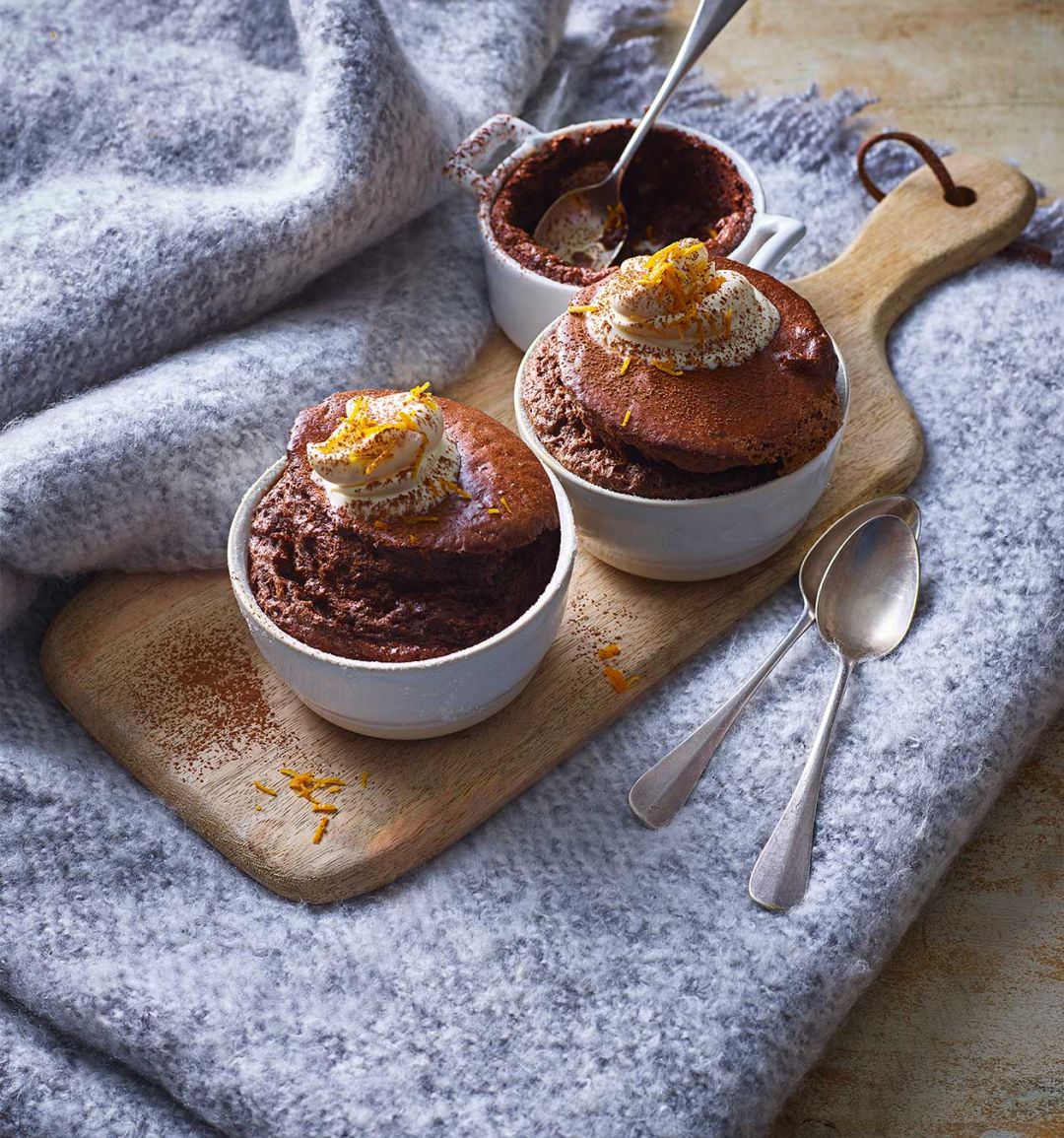 Lighter chocolate-orange soufflés