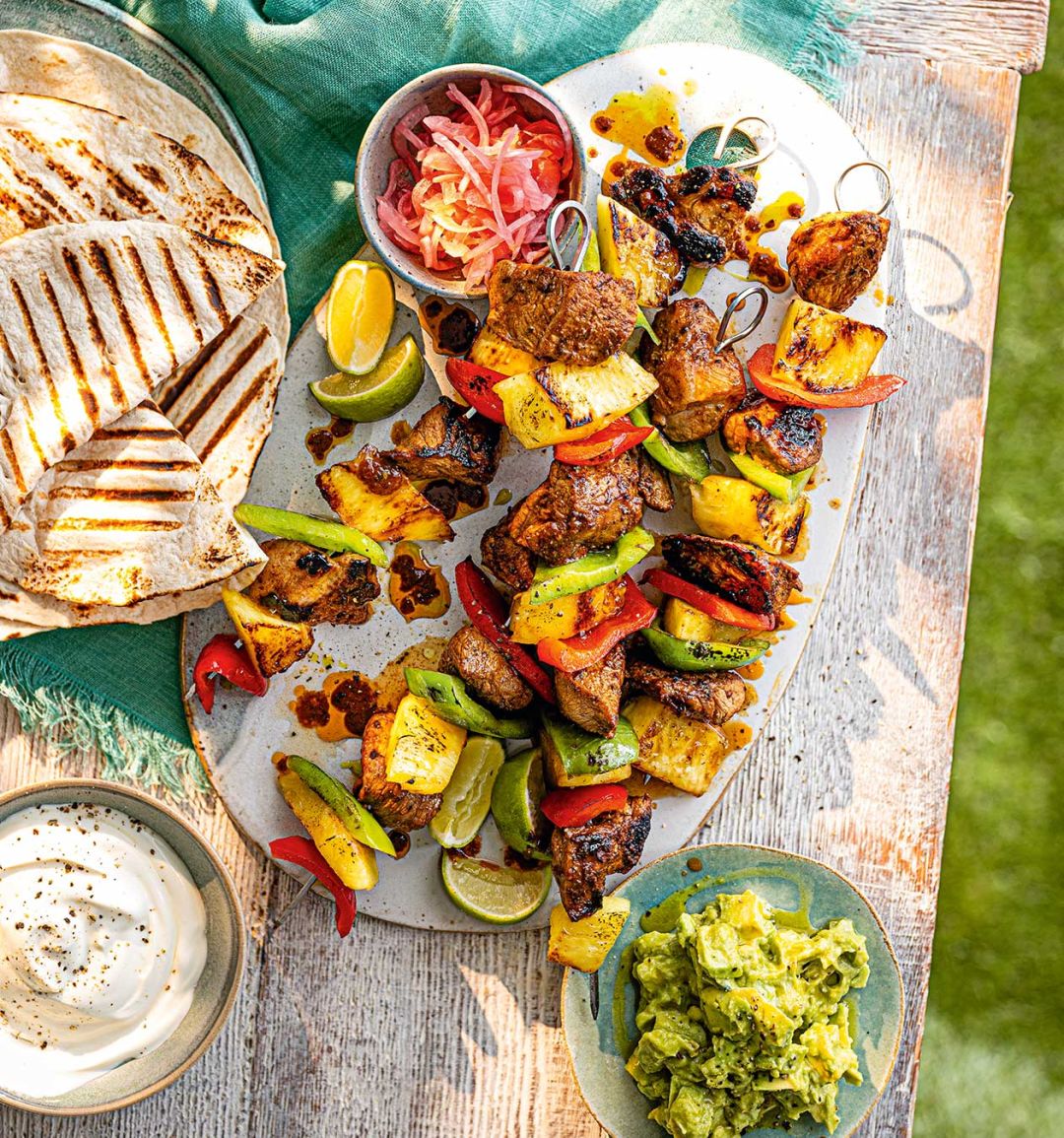 Pork and pineapple skewers