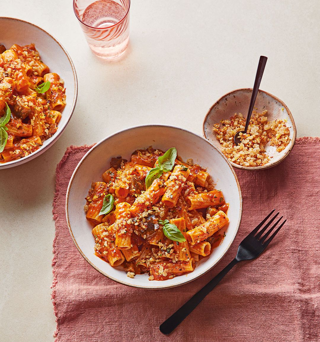 Aubergine parmigiana pasta