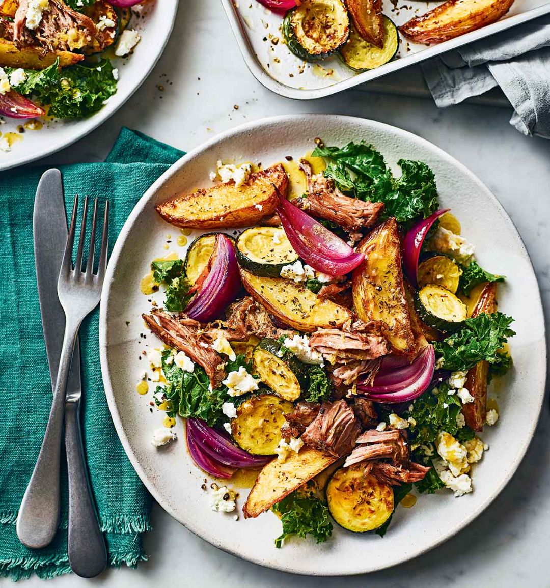 Crispy lamb and potato wedge salad