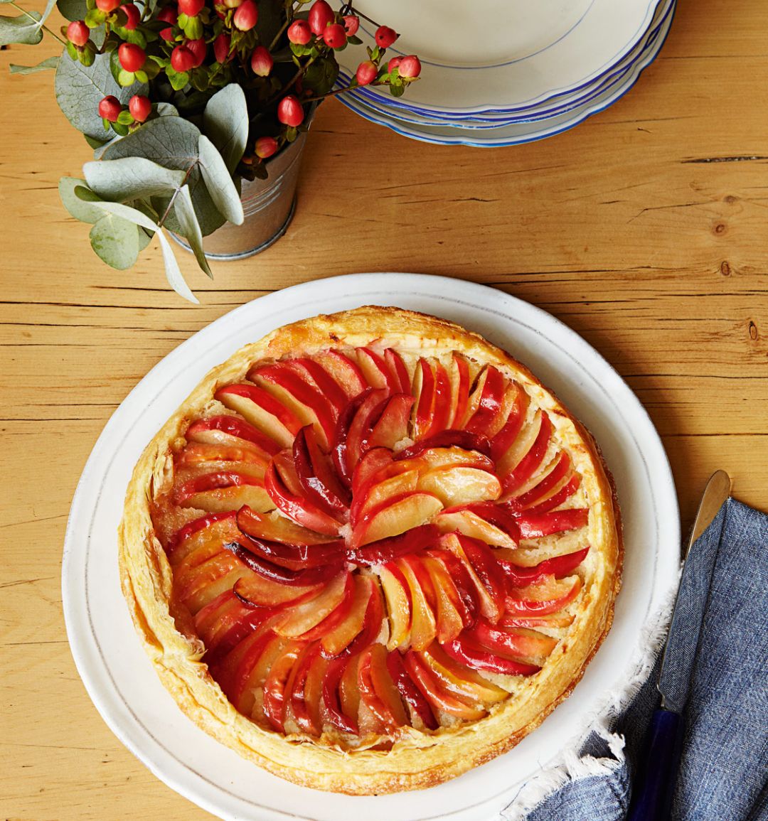 Apple tart with caramel ice cream