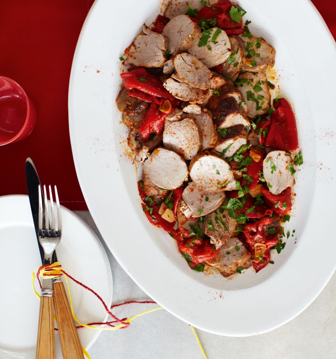 Pork fillet with smoked paprika and piquillo peppers