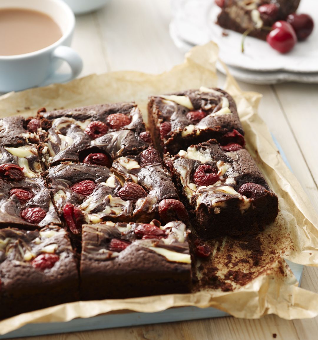 Marbled cherry chocolate brownies
