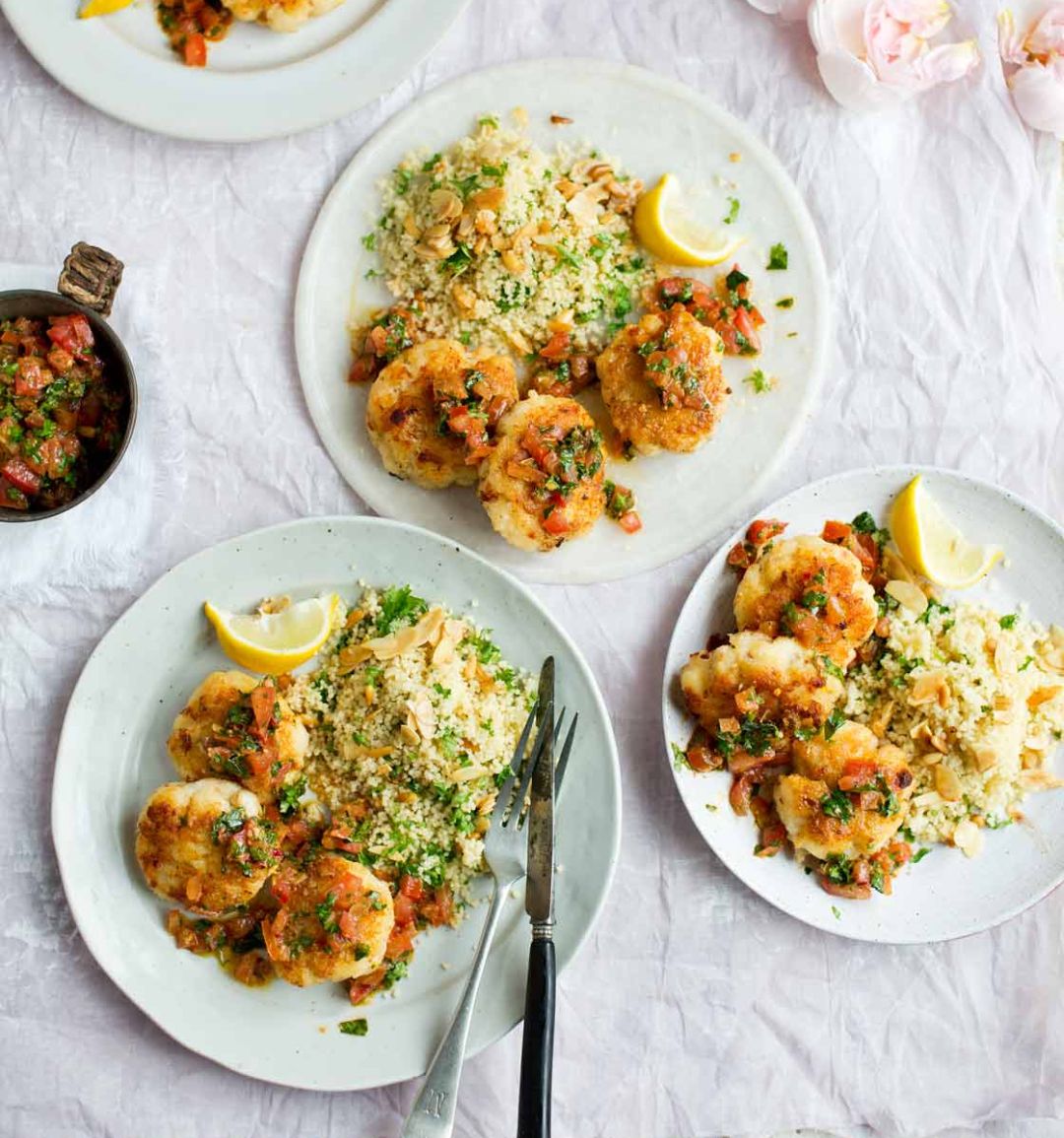 Moroccan fishcakes with nutty couscous