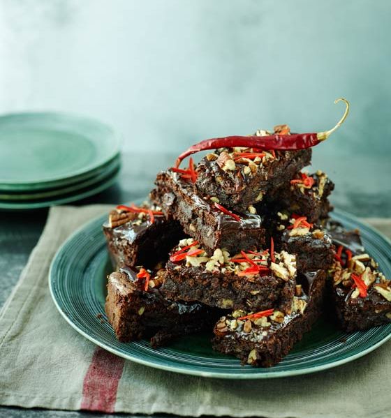 Chocolate, cherry and chilli brownies