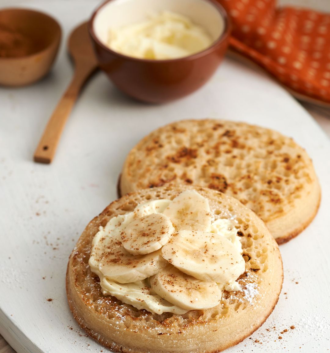 Sweet banana and spice crumpets