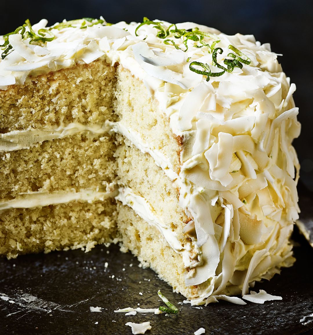 Lime and coconut triple layer cake