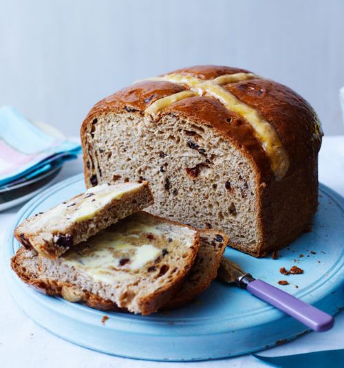 Classic hot cross bun loaf with butter
