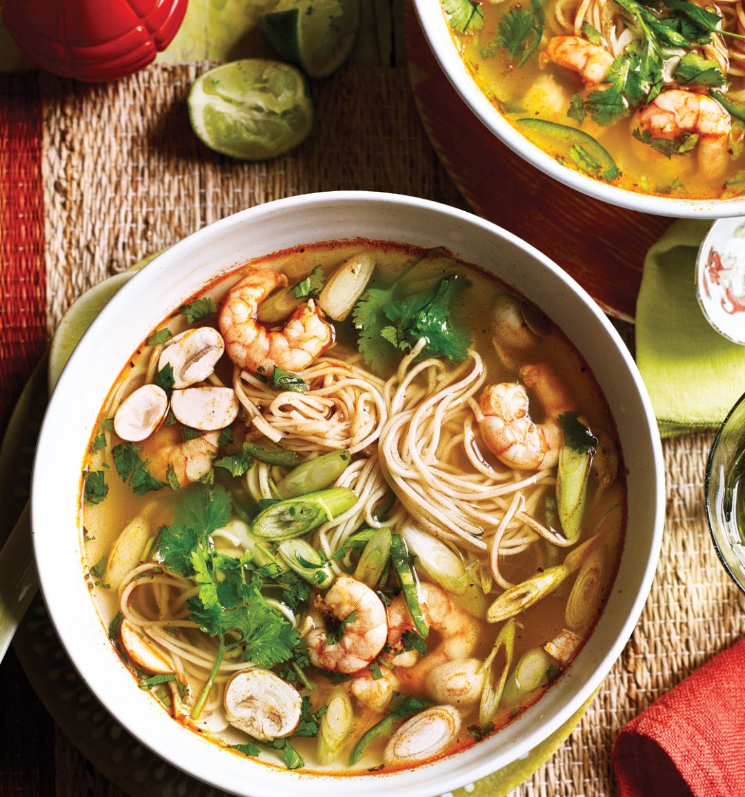 Tom yum prawn noodle soup
