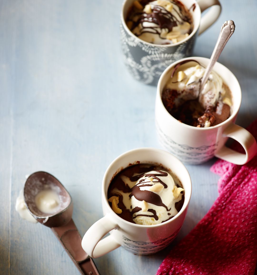 Chocolate and peanut butter mug cake