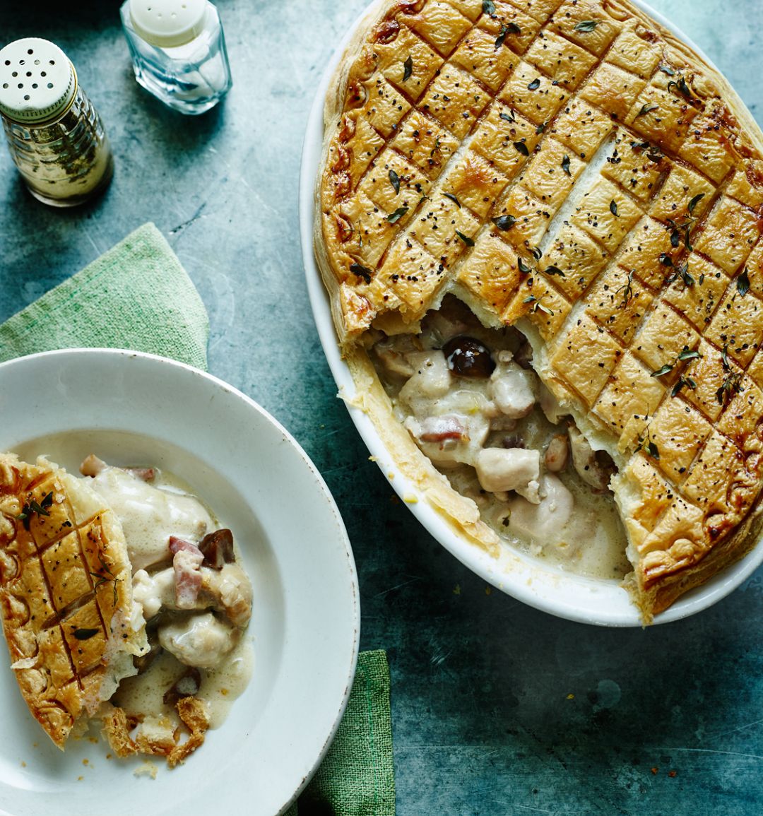 Chicken, Madeira and chestnut pie