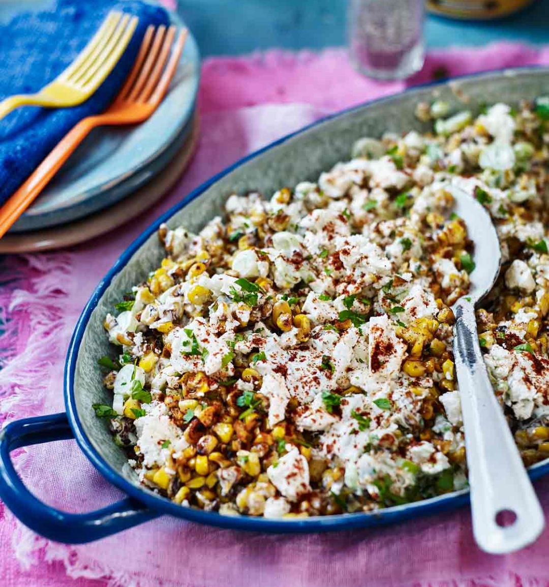 Mexican grilled sweetcorn salad