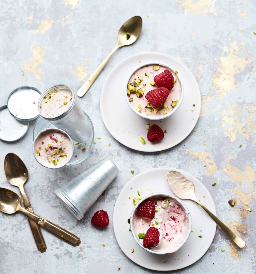 Raspberry and rose kulfi