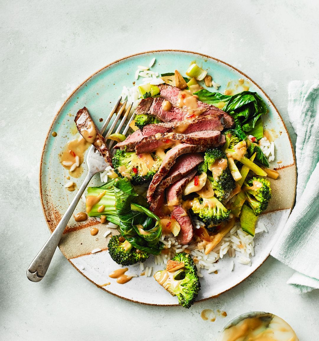 Satay steak stir-fry