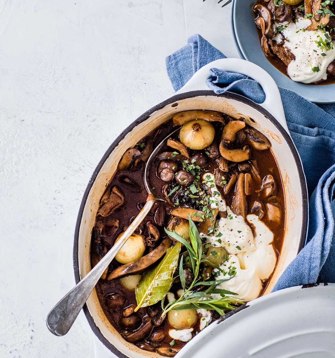 Mushroom bourguignon 