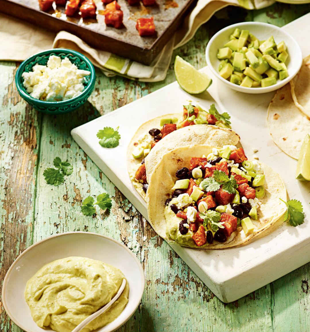 Avocado and sweet potato tacos