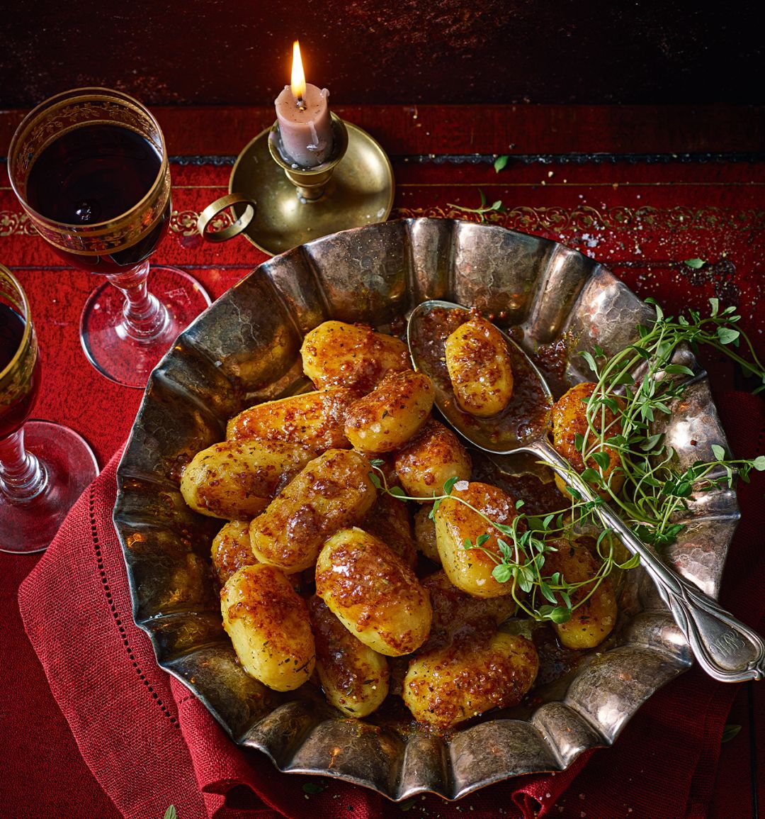 Honey-mustard fondant potatoes 