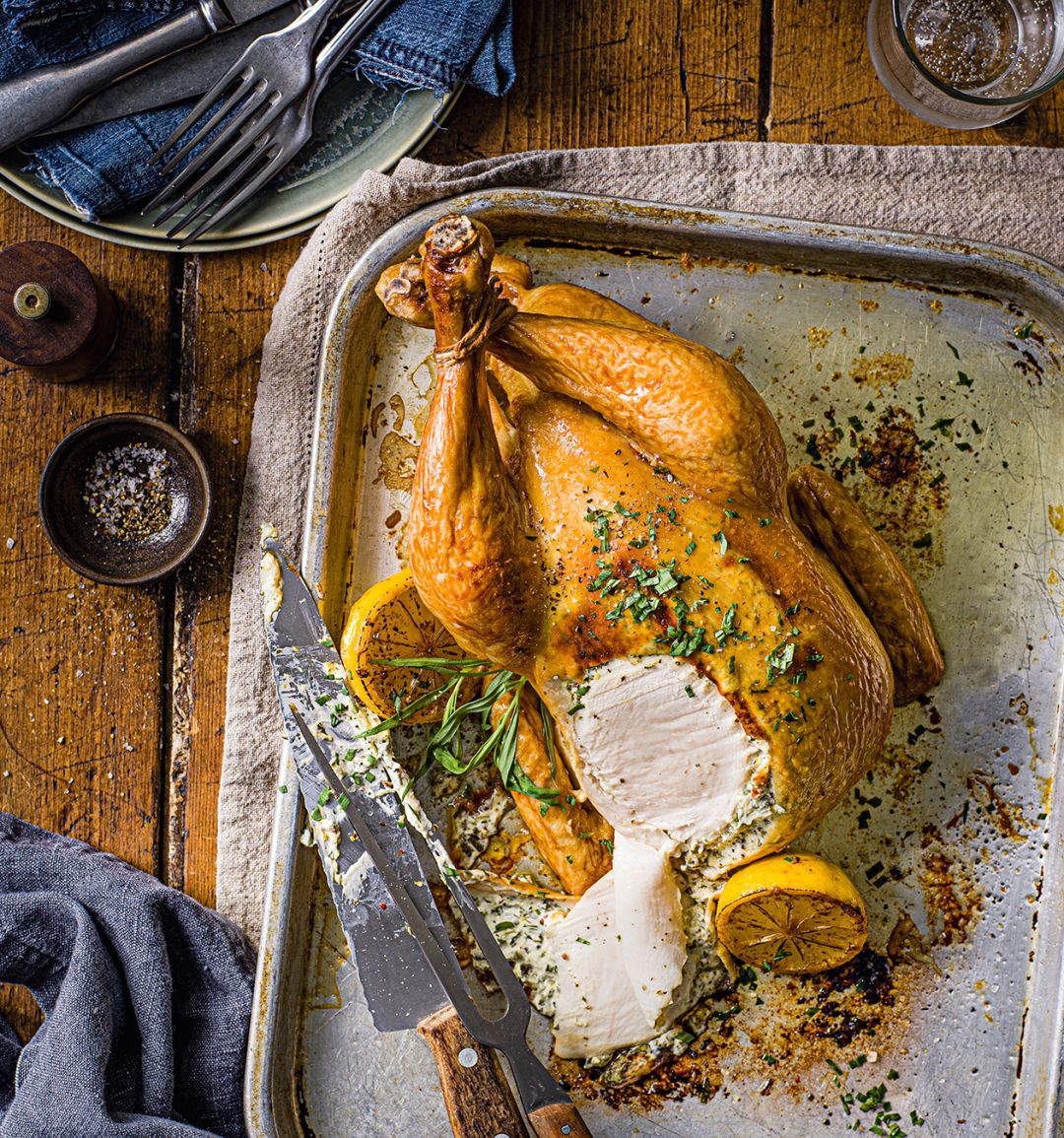 Creamy tarragon roast chicken