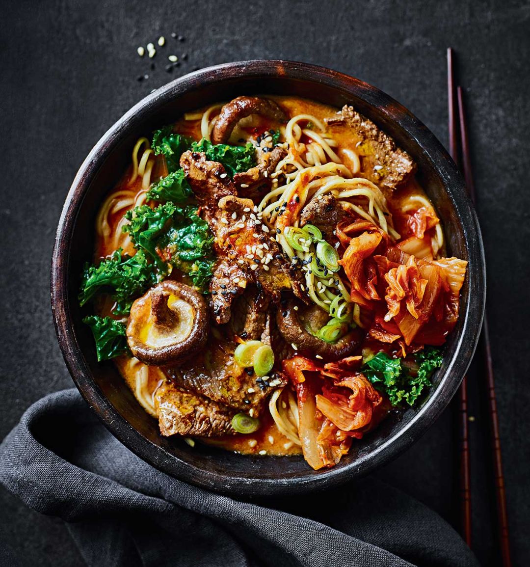 Korean-style beef noodle bowl