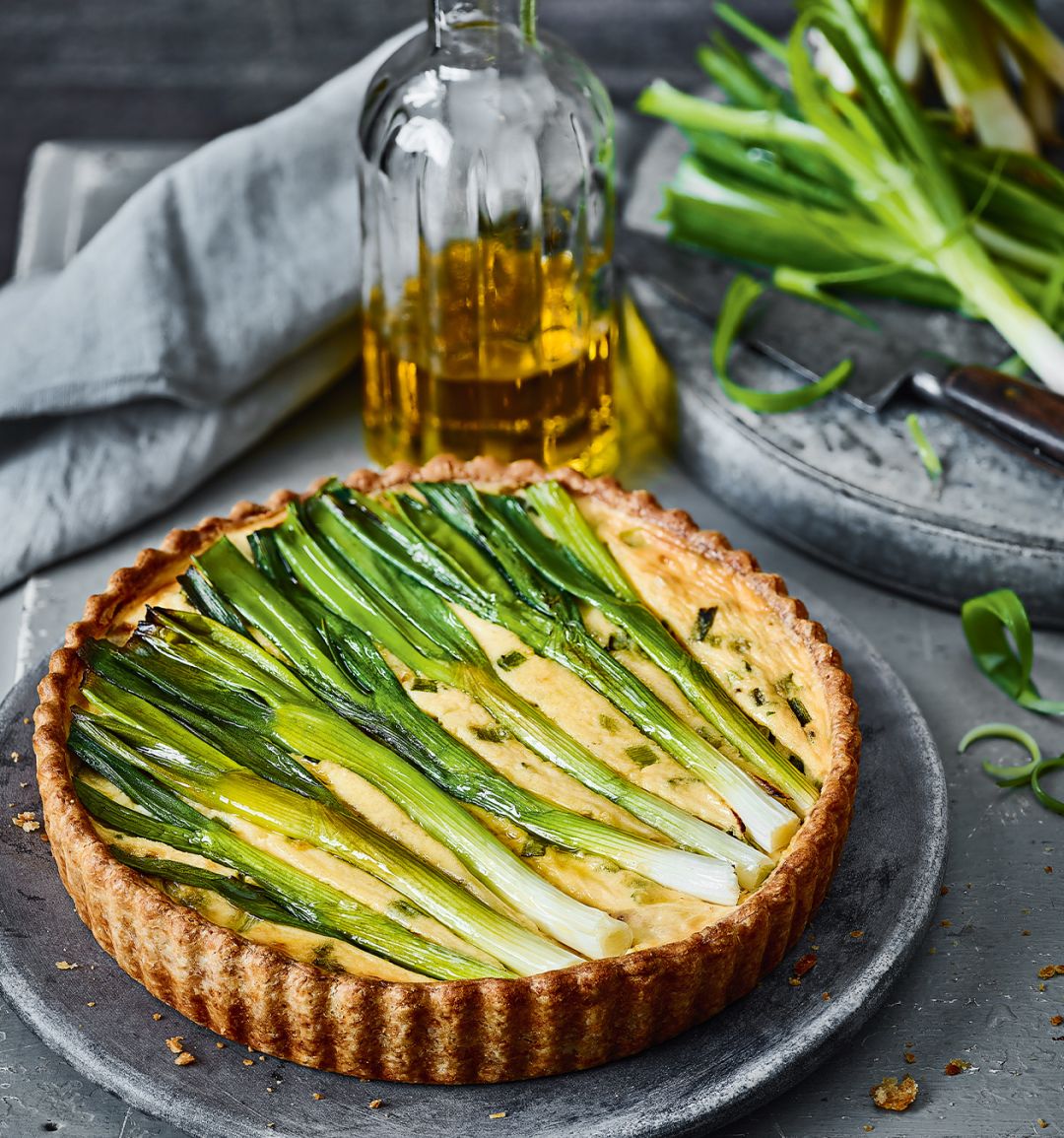 Crab and spring onion tart