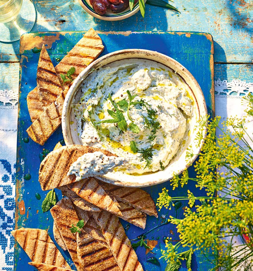 Feta and charred spring onion tzatziki