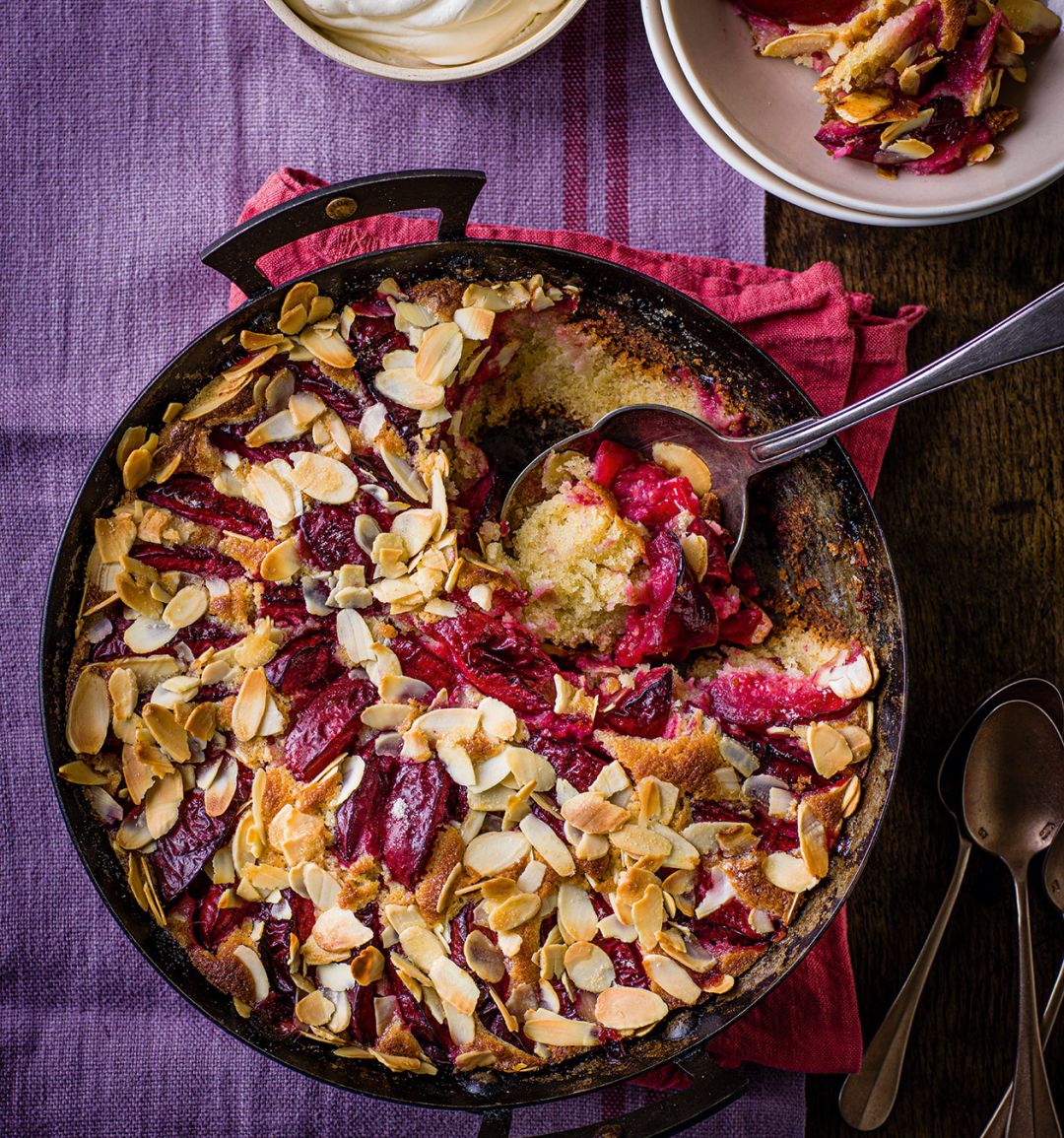 SPONSORED: Plum skillet cake from The Great British Bake Off Cookbook 