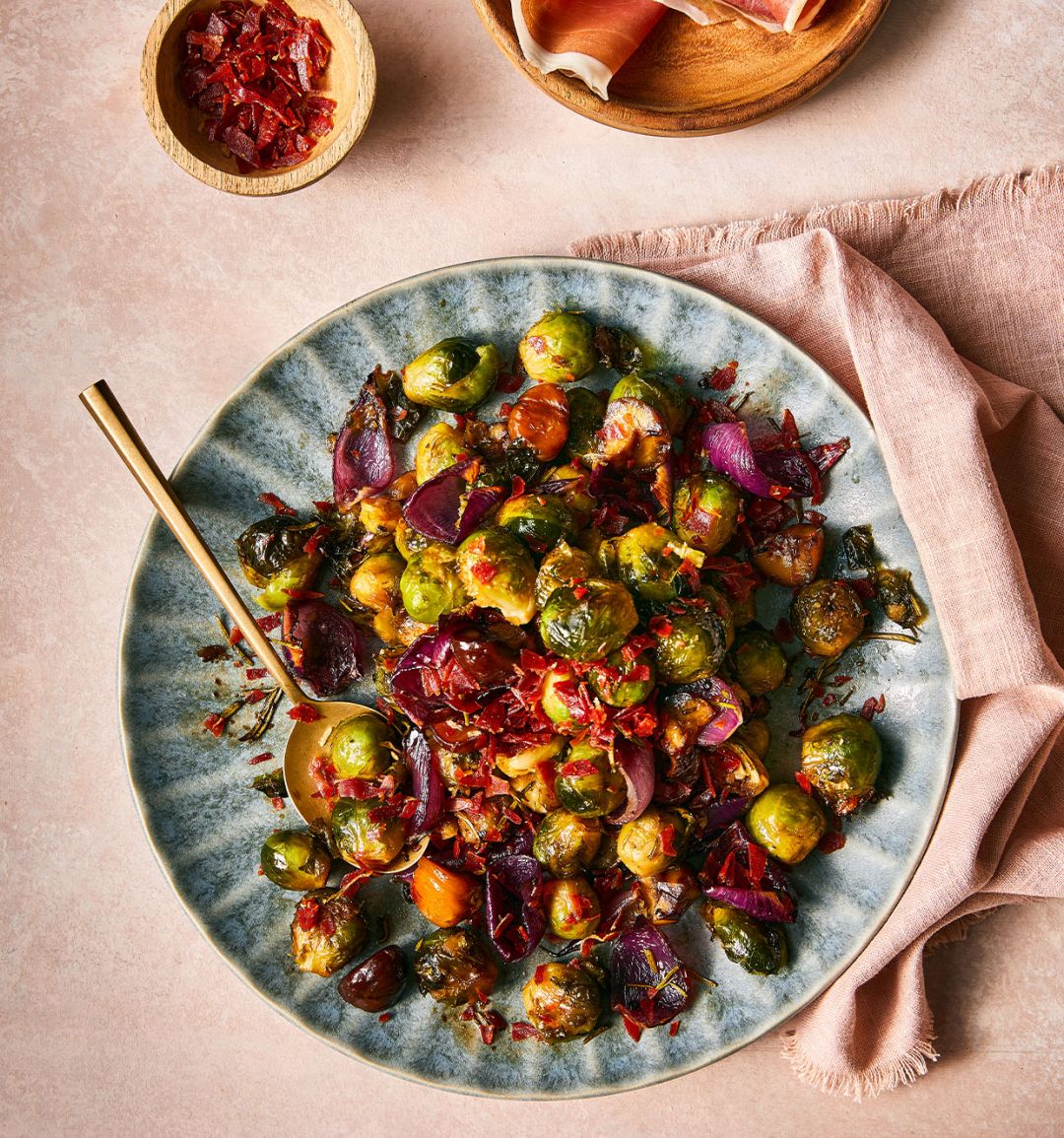 Sponsored: Smashed Brussels sprouts with Prosciutto di Parma crumbs 