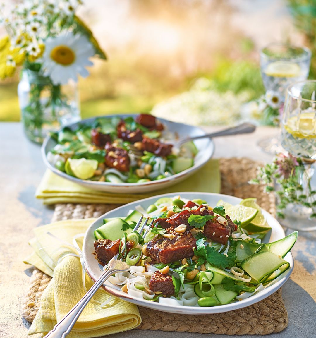 Lime and coconut pork belly salad